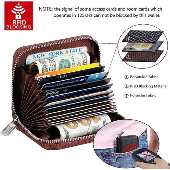 Credit Card Wallet Zipper Card Cases Holder for Men Women RFID Blocking Keychain - Picture 5 of 6